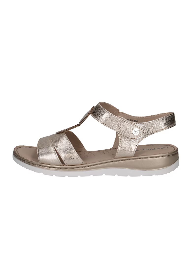 Caprice Sandale din piele cu inchidere velcro - Auriu/Maro deschis