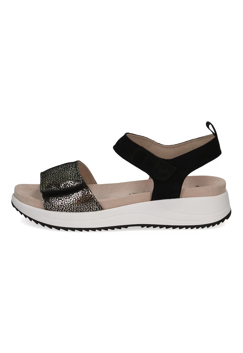 Caprice Sandale wedge cu velcro - Alb/Negru