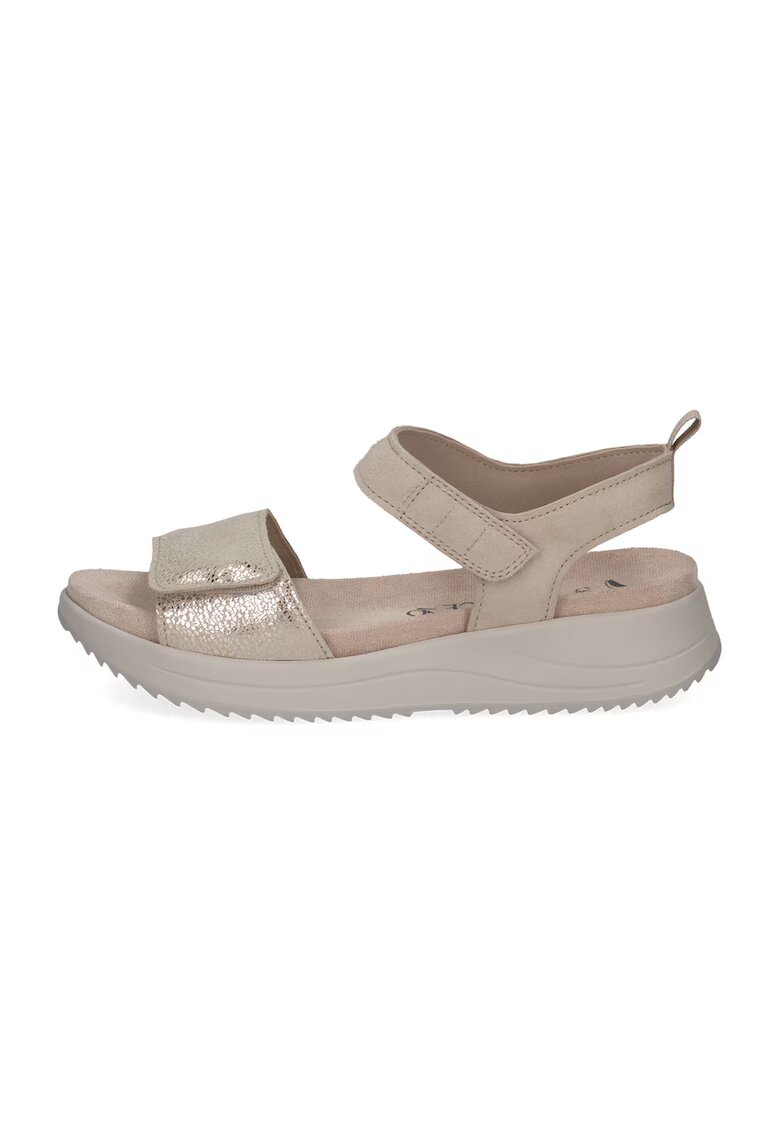 Caprice Sandale wedge cu velcro - Maro taupe deschis