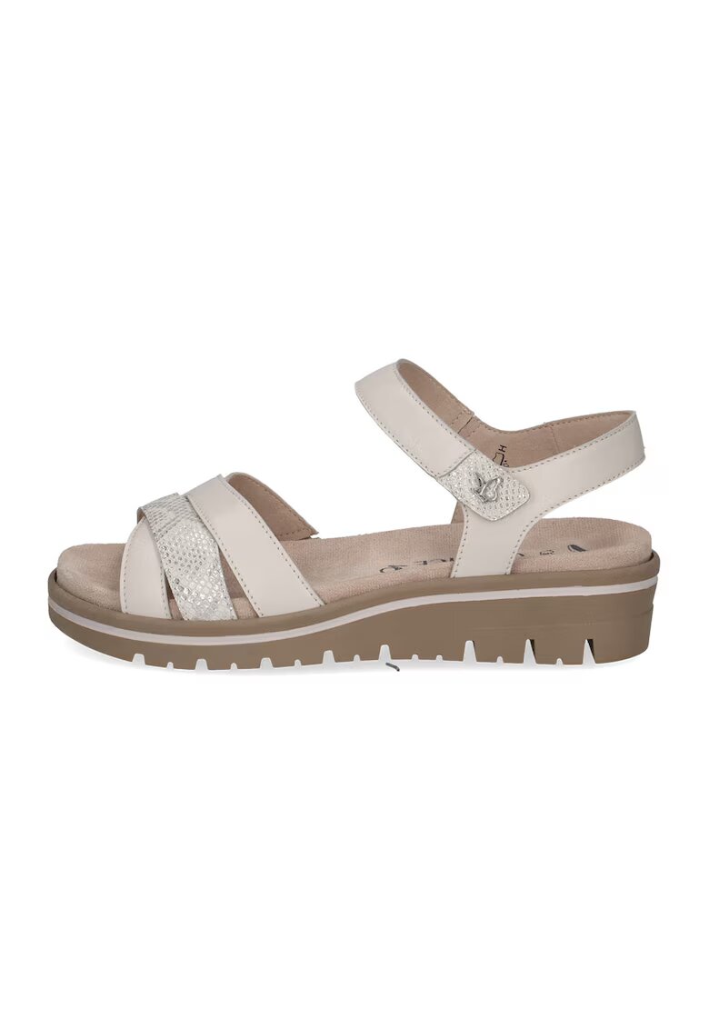 Caprice Sandale wedge de piele - Alb fildes