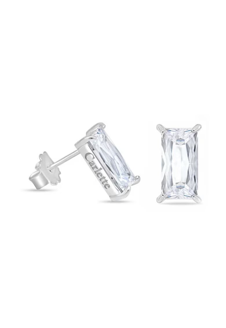 Carlette Cercei din otel inoxidabil hipoalergenic cu piatra zirconia - placati cu rodiu Crystal Glam