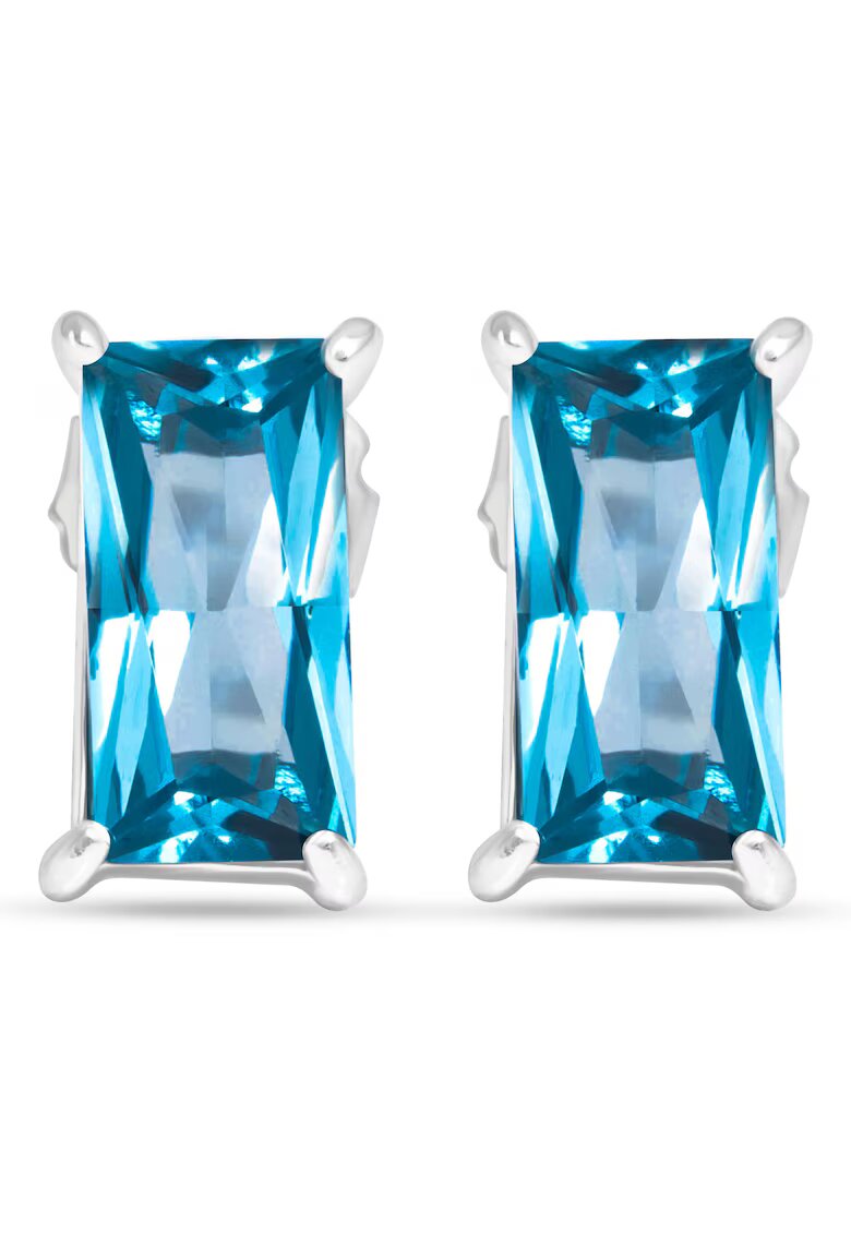 Carlette Cercei din otel inoxidabil hipoalergenic cu piatra zirconia Stunning Blue - placati cu rodiu