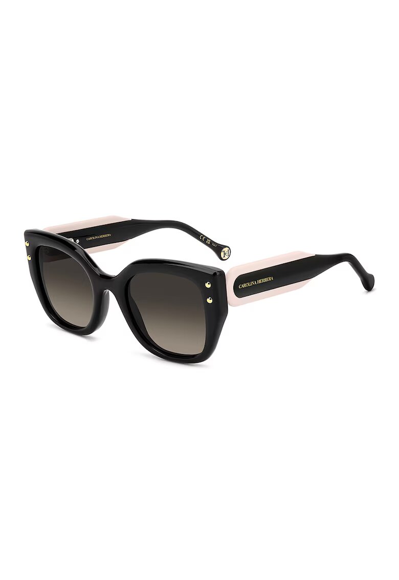 Carolina Herrera Ochelari de soare patrati cu logo - Negru/Roz pal