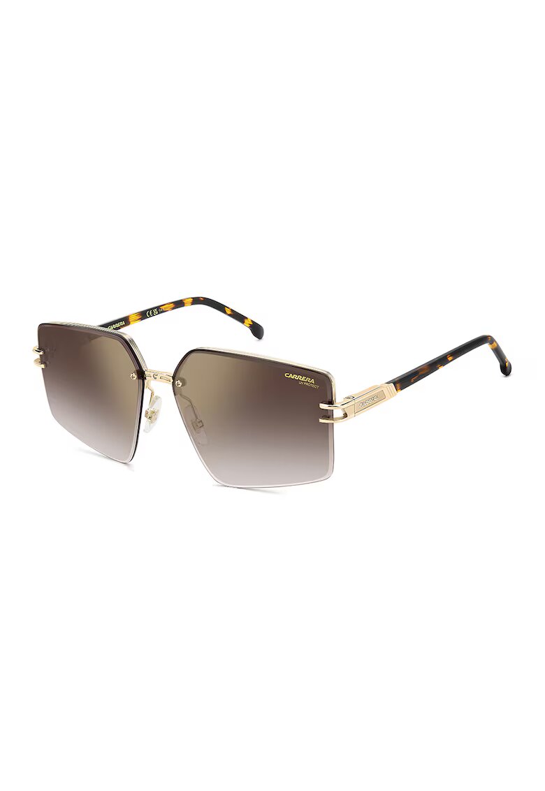 Carrera Ochelari de soare hexagonali cu lentile in degrade - Auriu/Maro cognac