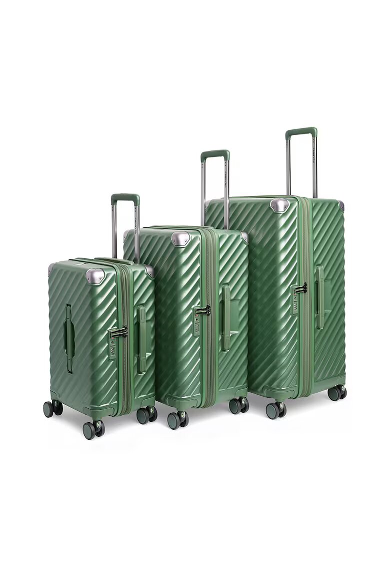 CarryOn Set trolere extensibile Trunk - policarbonat - 1 bagaj de cabina si 2 de cala - cifru TSA - 4 roti cu suspensii - verde - 56 cm/66 cm/77 cm