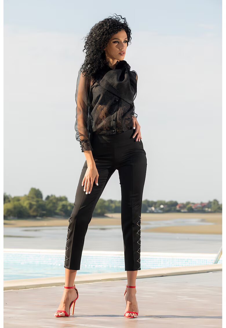 CASA DE MODA VIGO Bluza transparenta cu mansete cu margele