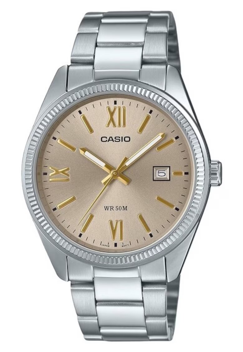 Casio Ceas barbatesc afisaj analog - luminos - rezistent la apa 50M - cadran bej - 38.5x9.2mm