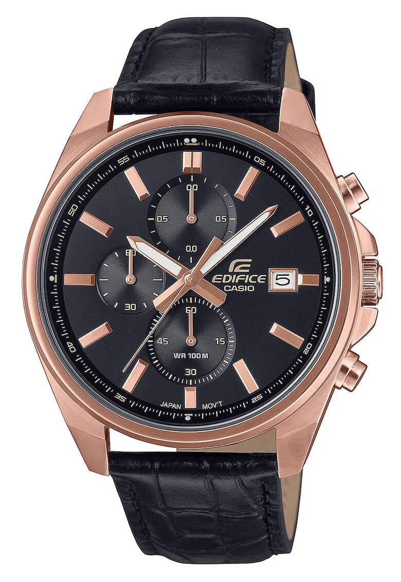 Casio Ceas barbati Edifice - quartz - negru - 44mm - piele naturala