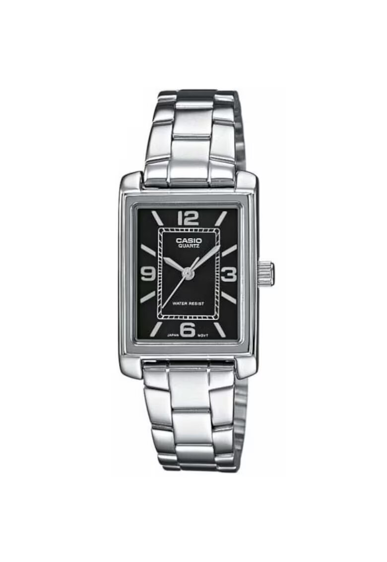 Casio Ceas dama analog - bratara otel inoxidabil - cadran negru - 21x7.4mm