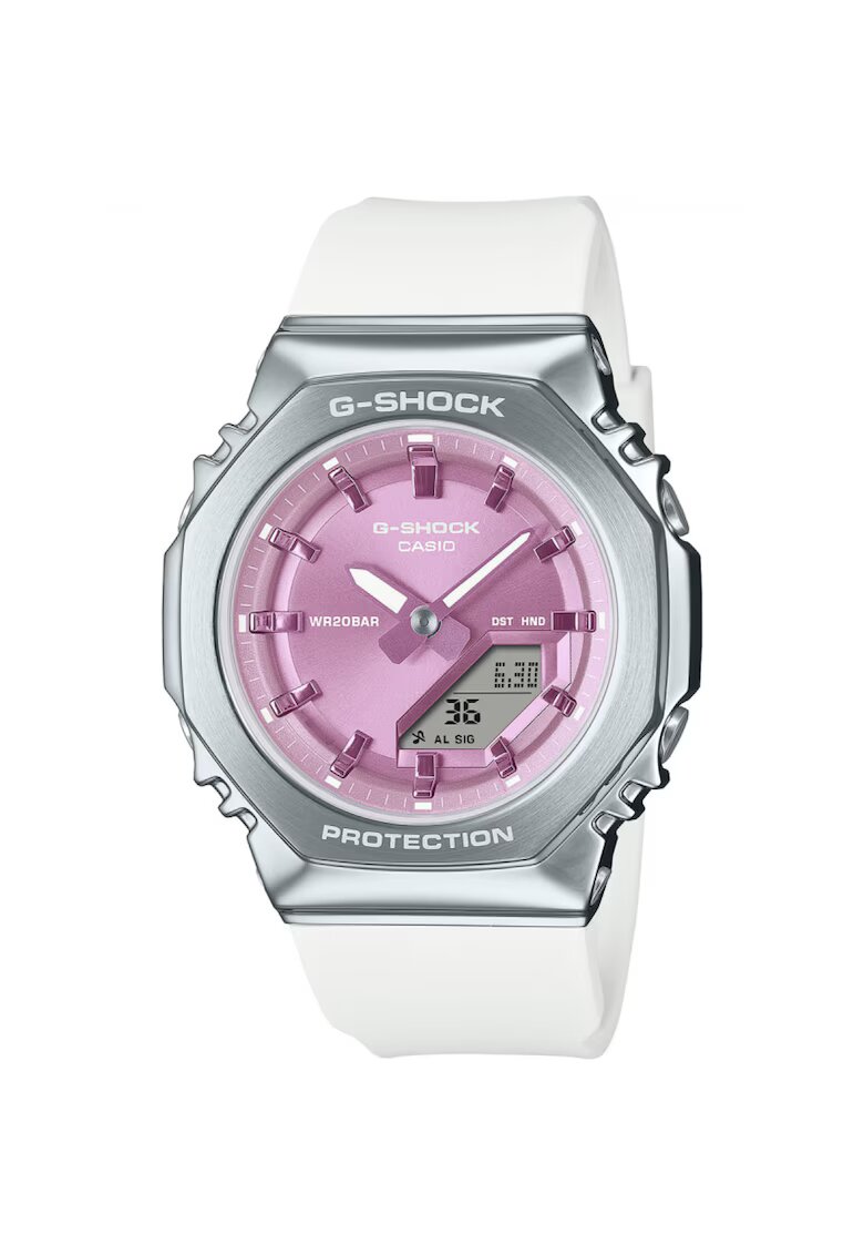 Casio Ceas sport G-SHOCK GM-S2110-7A6ER - roz - 40mm - curea cauciuc alb - rezistent la apa 20 ATM