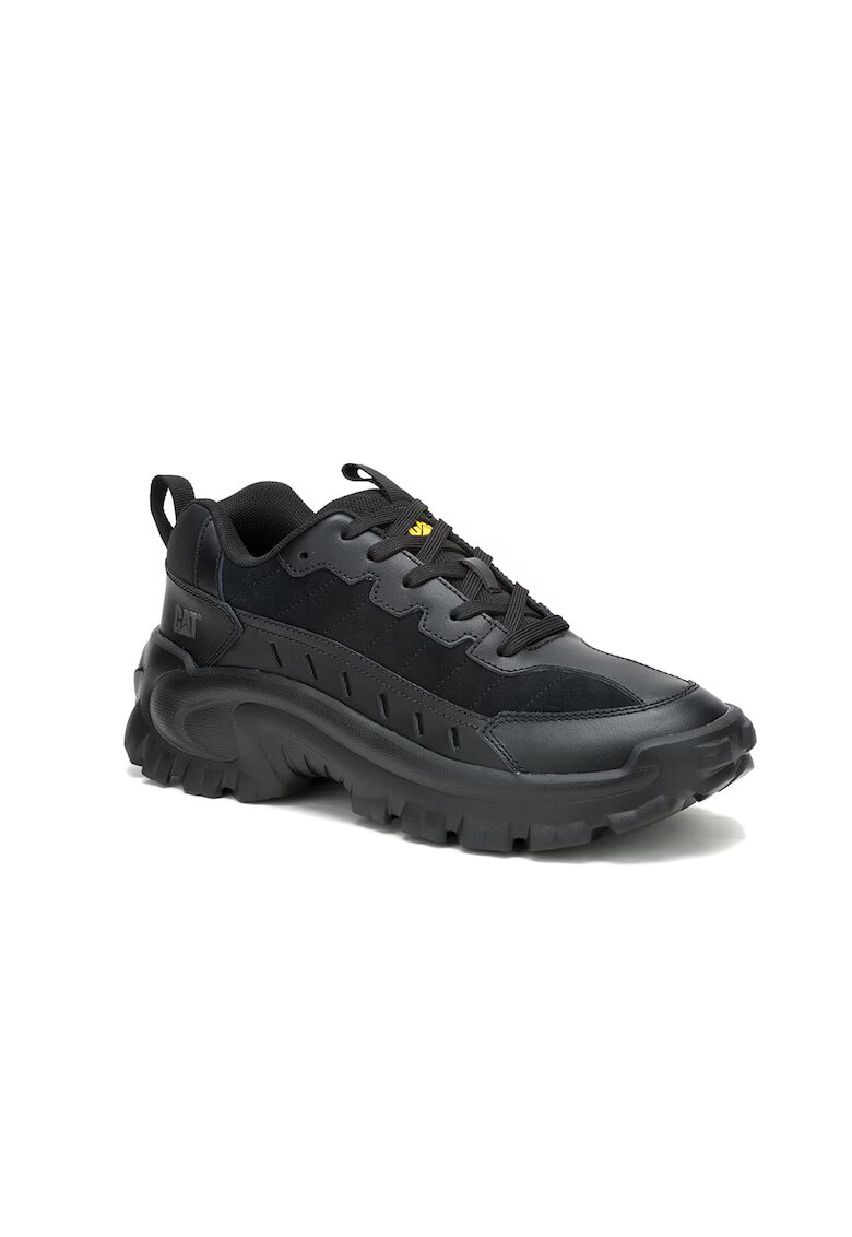 CAT Pantofi de piele ecologica cu siret - Negru