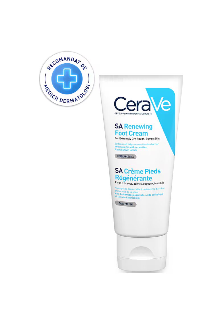 CeraVe Crema reparatoare pentru picioare cu ceramide si acid salicilic - pentru piele foarte uscata si aspra - 88 ml