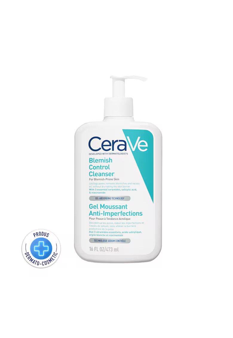 CeraVe Gel de curatare spumant anti-imperfectiuni cu acid salicilic - ceramide si niacinamide - pentru ten gras cu tendinta acneica - 473 ml