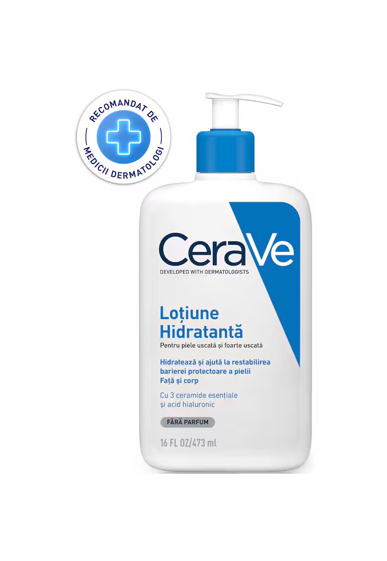 CeraVe Lotiune hidratanta pentru fata si corp cu ceramide si acid hialuronic - pentru piele uscata si foarte uscata - 473 ml