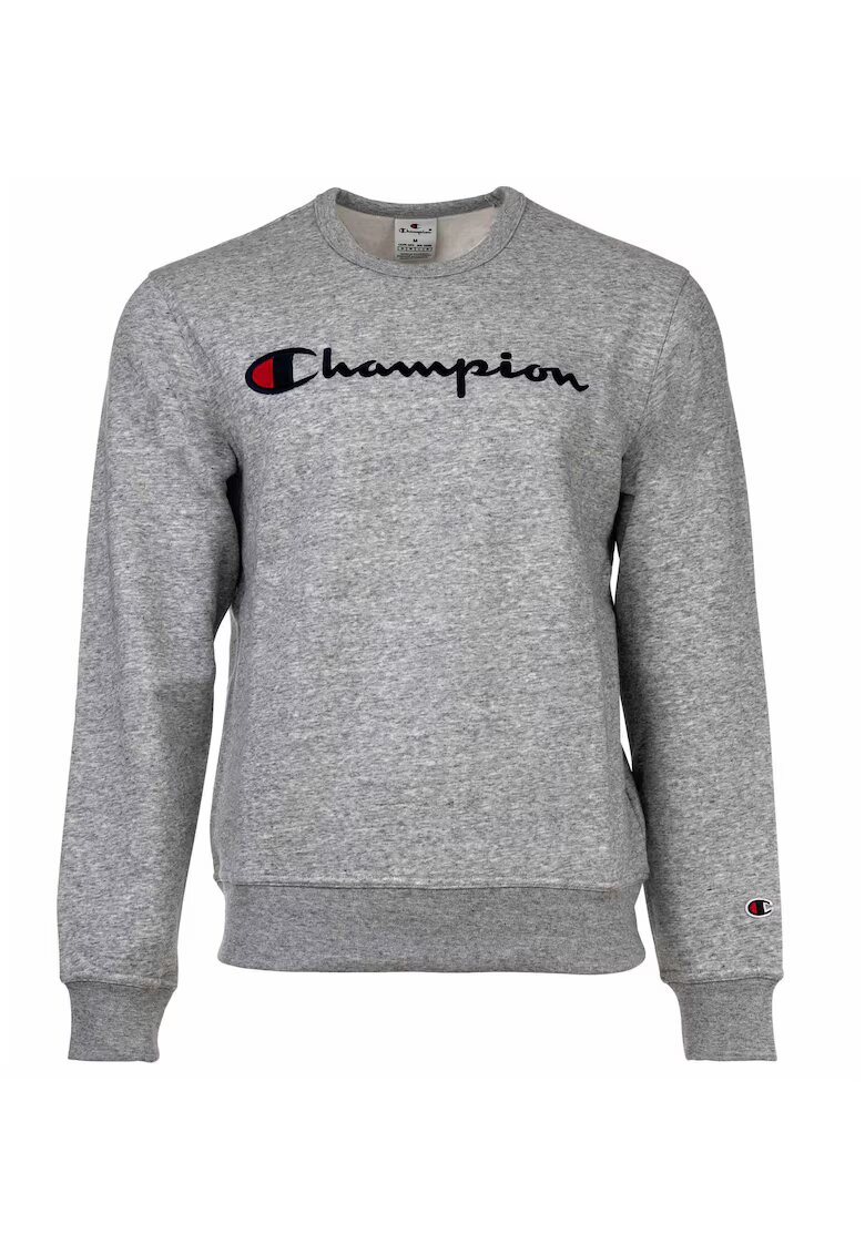 Champion Bluza de trening din amestec de bumbac cu decolteu la baza gatului si logo brodat - Gri