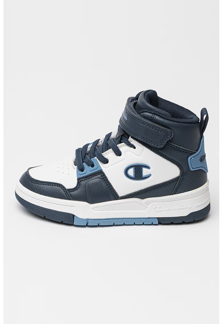 Champion Pantofi sport mid-cut de piele ecologica cu banda velcro - Albastru azur/Alb optic/Bleumarin