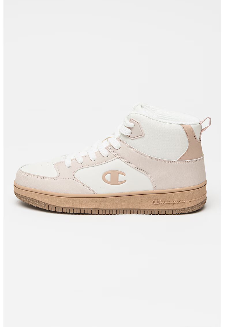 Champion Pantofi sport mid-high din piele ecologica cu design colorblock Locker - Alb/Roz deschis