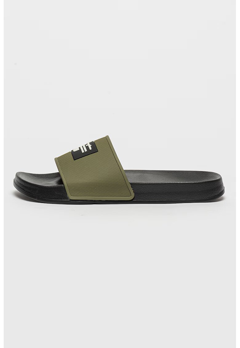 Champion Papuci cu aplicatie cu logo frontal Lato - Negru/Verde feriga