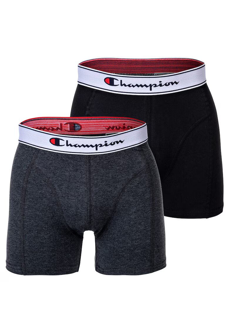 Champion Set de boxeri cu logo - 2 perechi - Negru/Gri