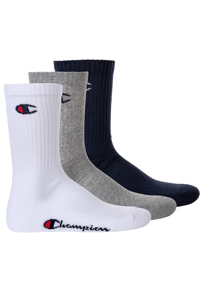 Champion Set de sosete lungi unisex - 3 perechi - Alb/Gri/Albastru