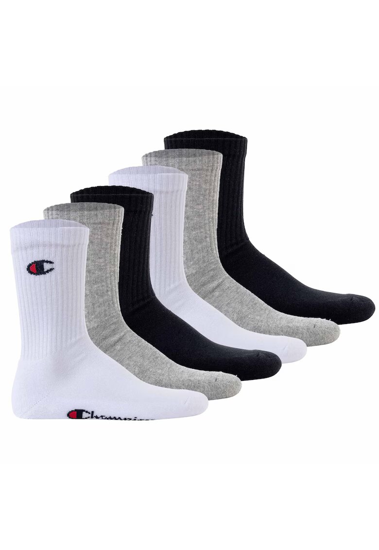 Champion Set de sosete lungi unisex - 6 perechi - Alb/Negru/Gri