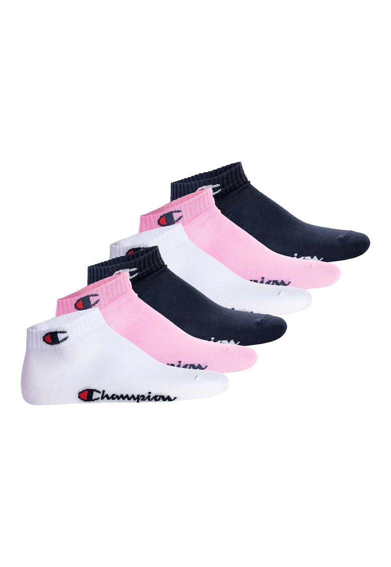 Champion Set de sosete pana la glezna unisex cu logo - 6 perechi - Alb/Roz/Albastru