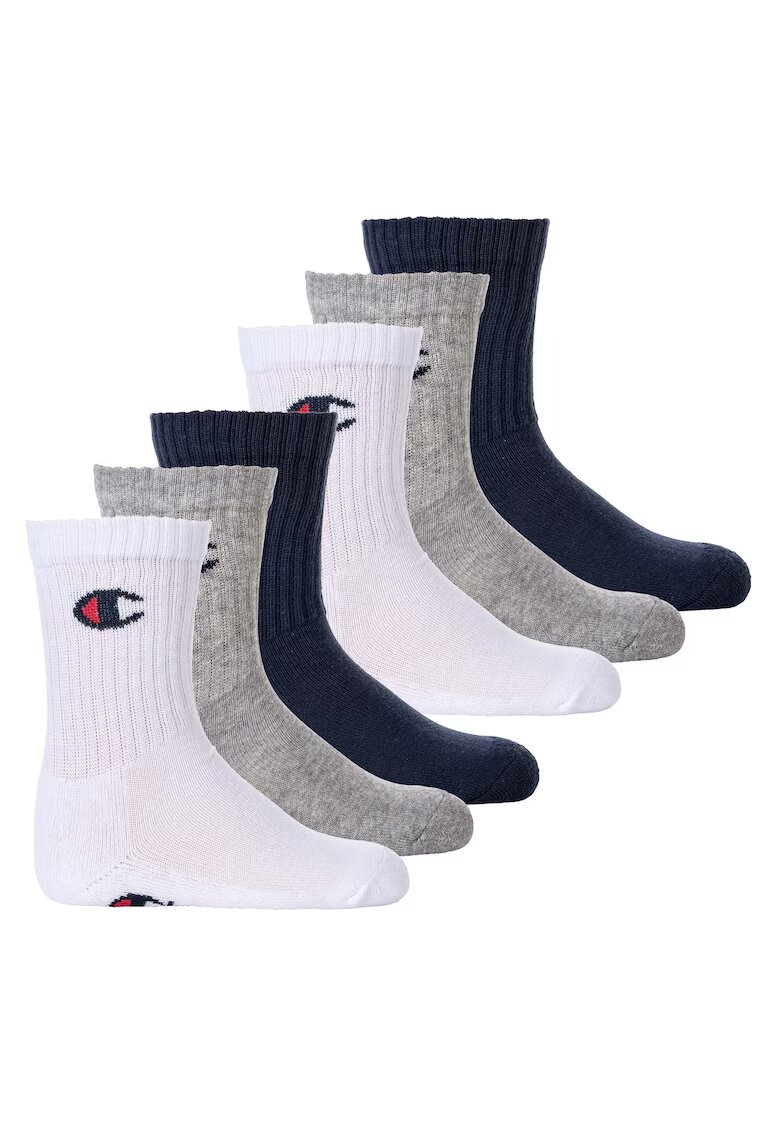 Champion Set de sosete scurte - 6 perechi - Alb/Gri/Albastru