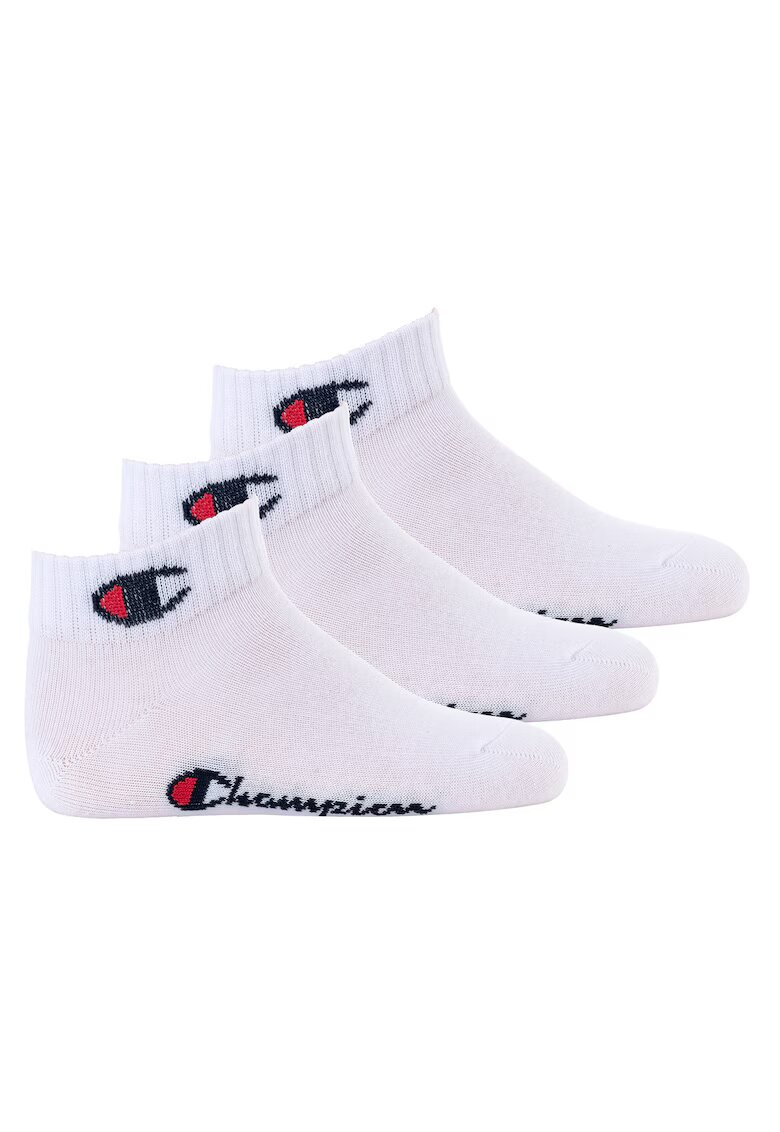 Champion Set de sosete scurte cu logo - 3 perechi - Alb