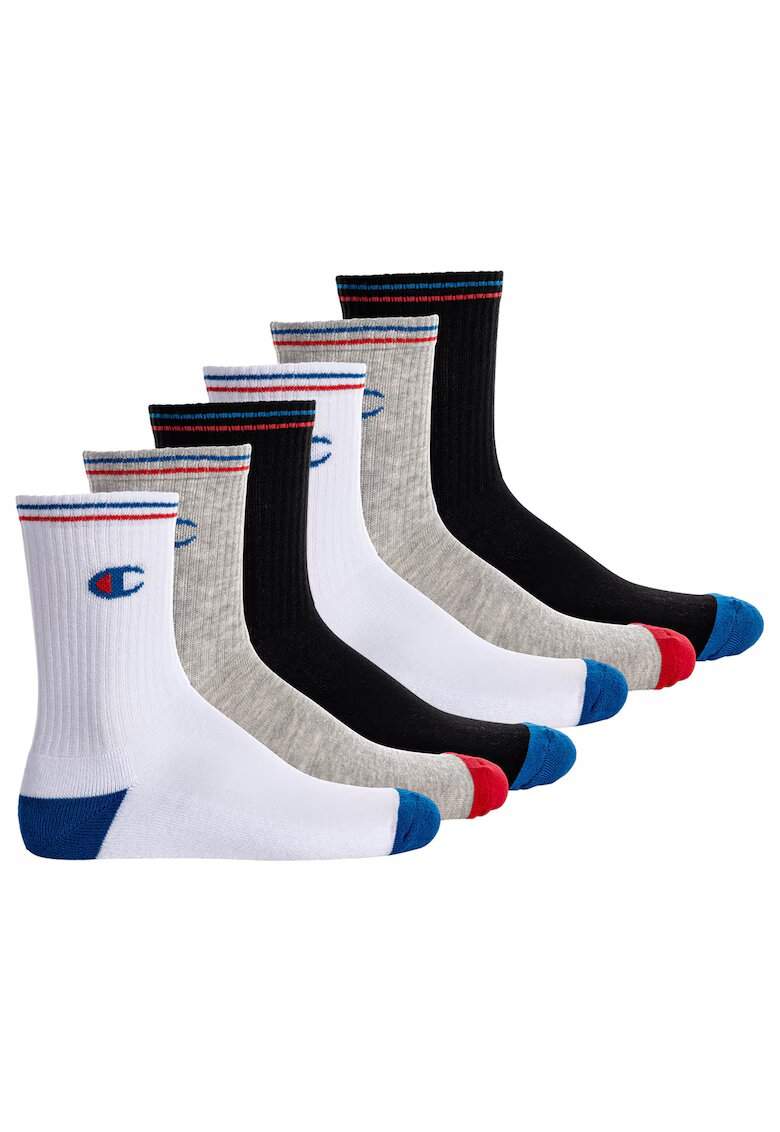 Champion Set de sosete scurte unisex cu model - 3 perechi - Alb/Negru/Gri