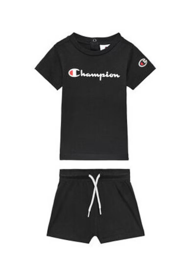 Champion Set tricou si pantaloni scurti baieti 307055 - Bumbac - 74 CM - Negru