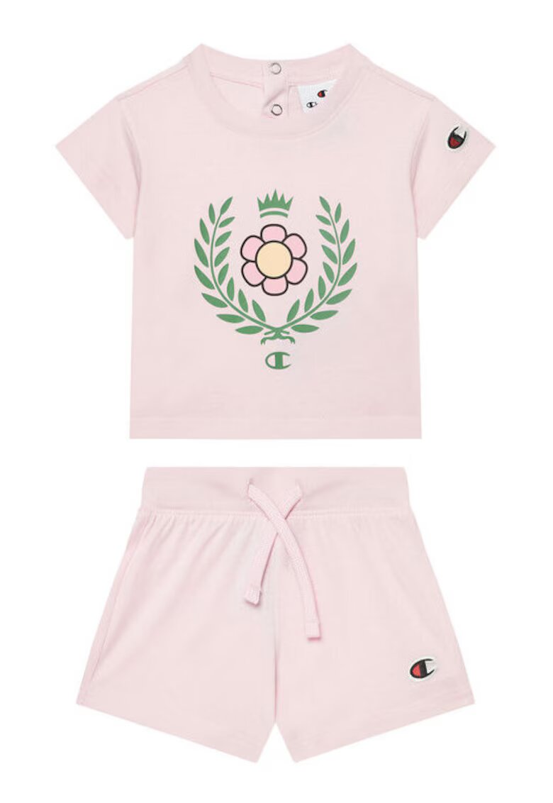 Champion Set tricou si pantaloni scurti fete 405117 - Bumbac - Roz - Roz