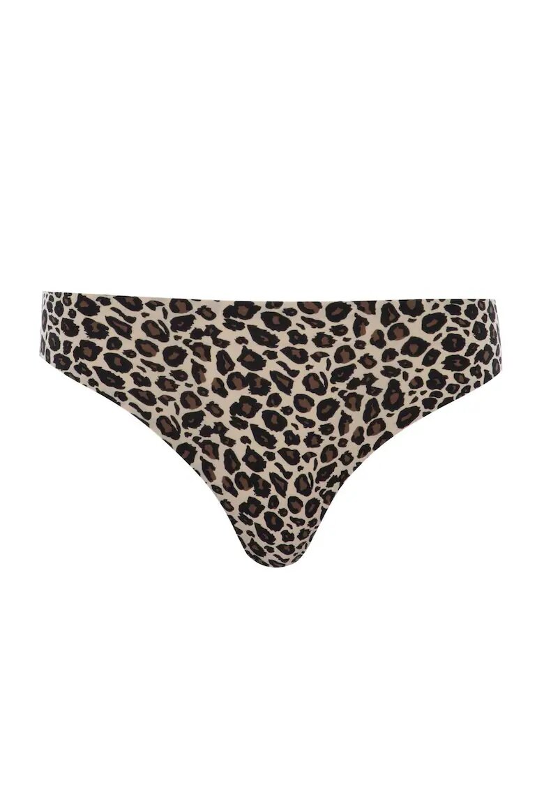 Chantelle Chiloti tanga fara cusaturi cu animal print - Negru/Bej