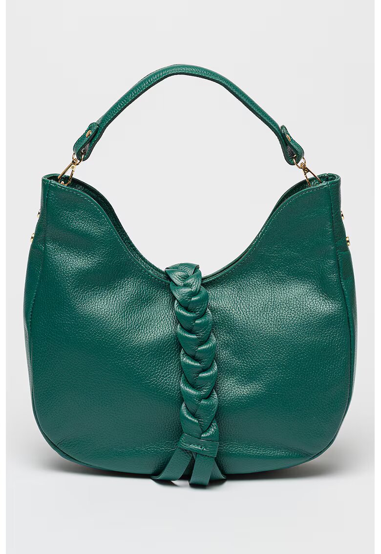 Chiara Canotti Geanta de piele cu aspect texturat - Verde aquamarin