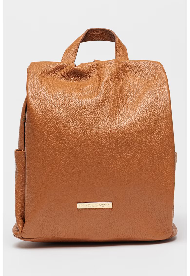 Chiara Canotti Rucsac de piele cu bareta detasabila cu model - Portocaliu inchis