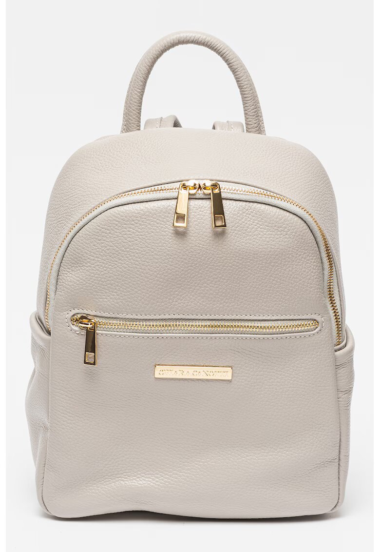 Chiara Canotti Rucsac de piele cu logo - Gri deschis