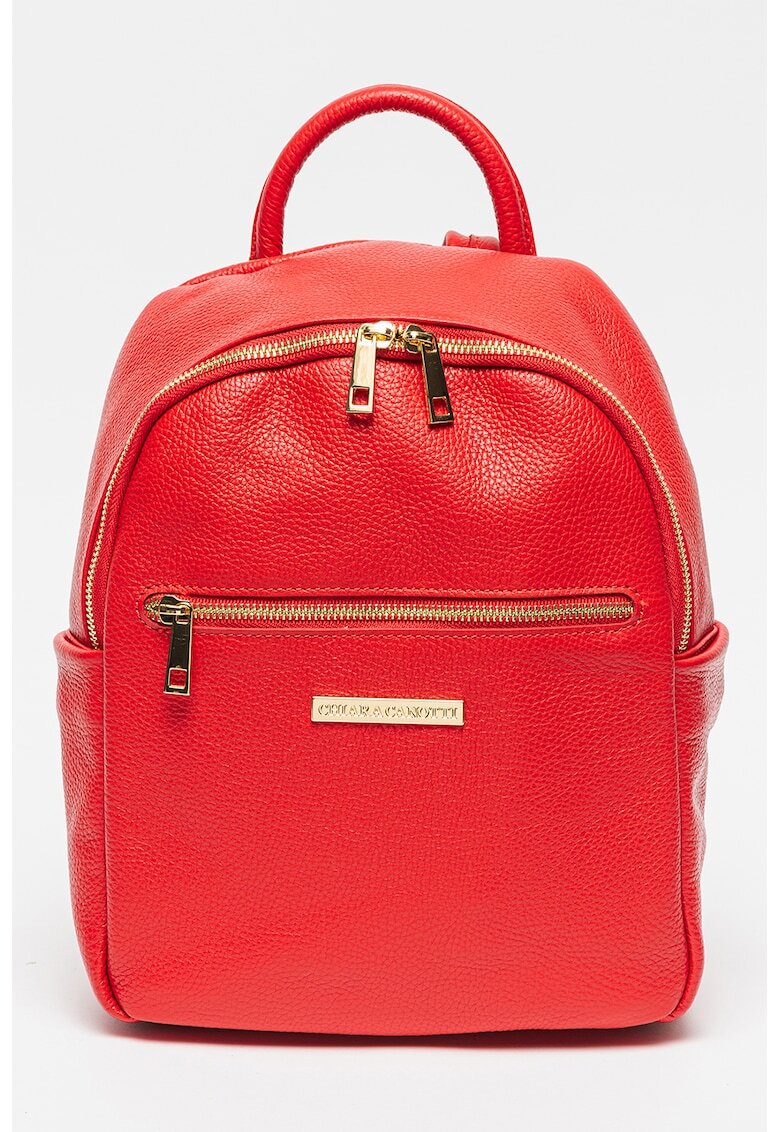Chiara Canotti Rucsac de piele cu logo - Rosu vermillion