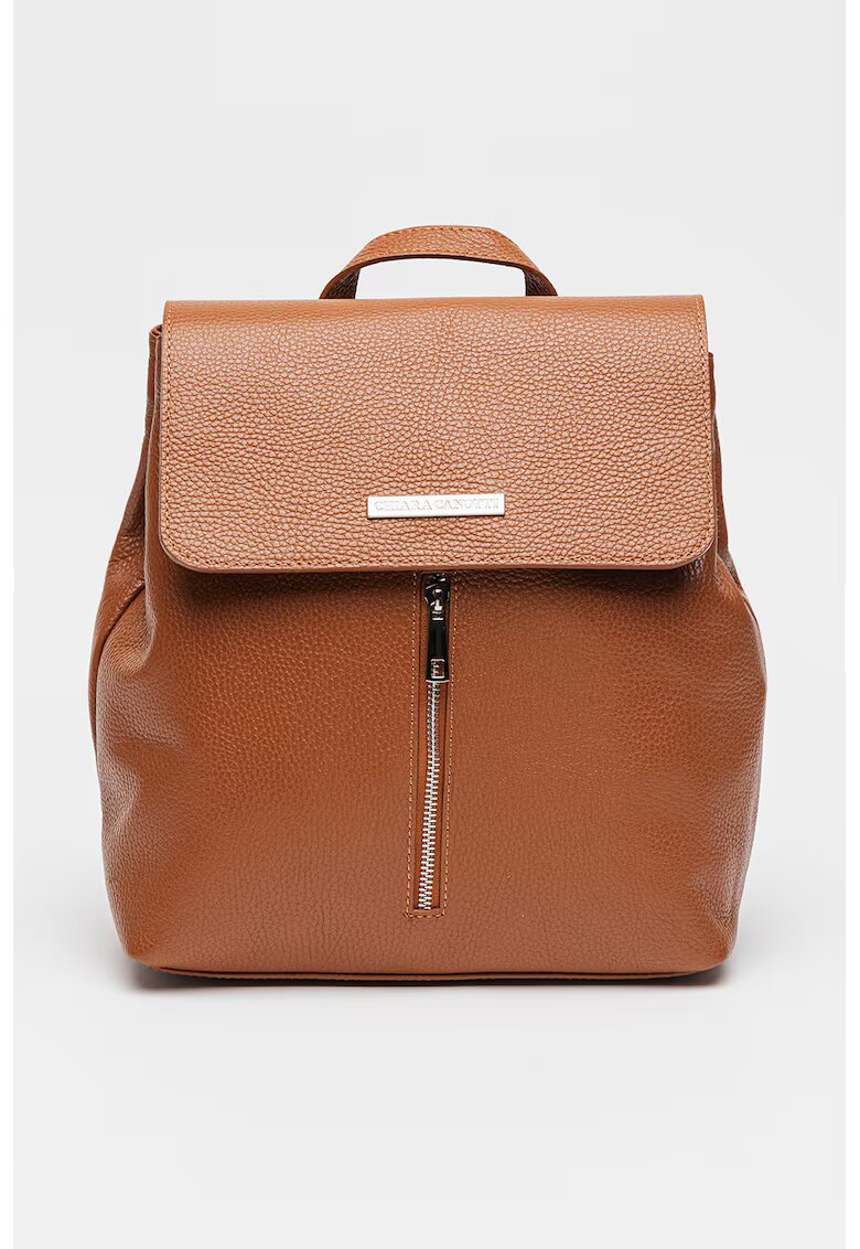 Chiara Canotti Rucsac din piele cu buzunar exterior - Caramel