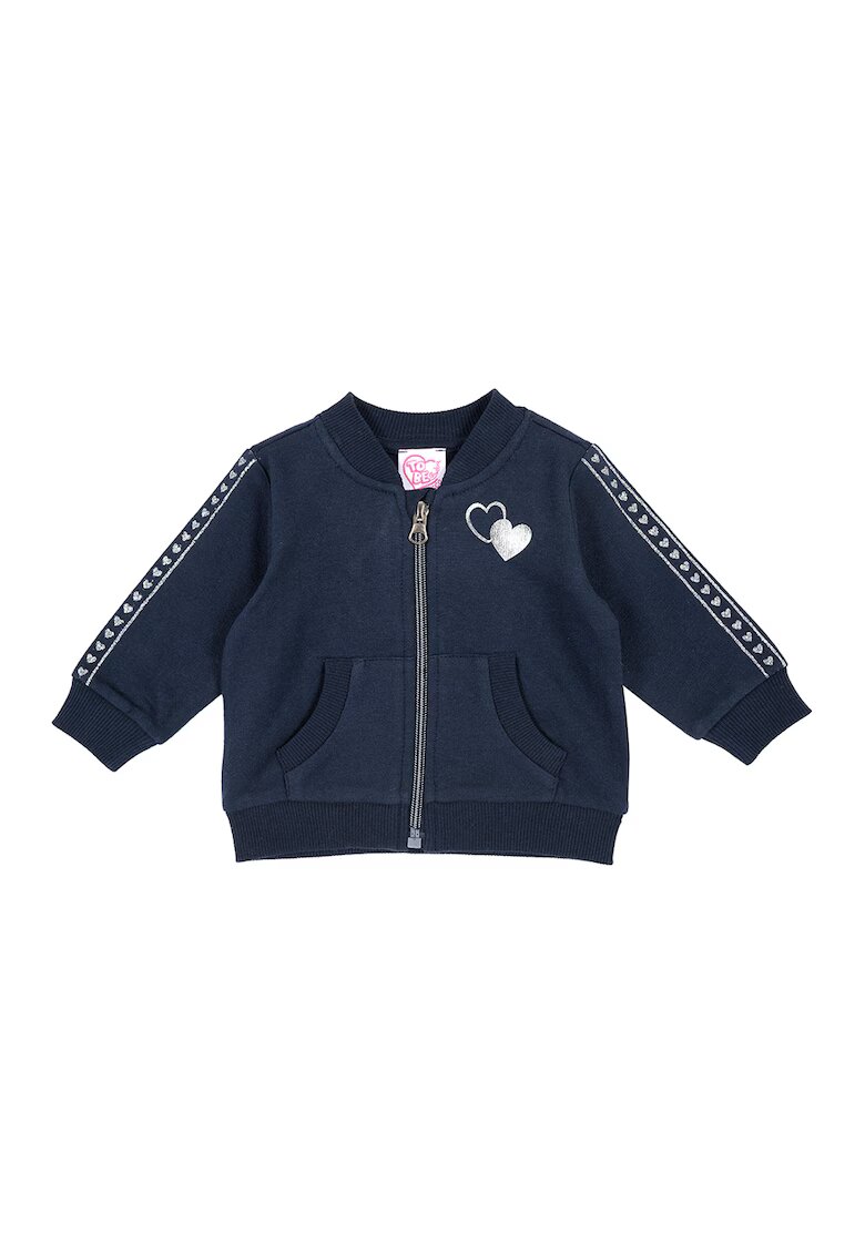 Chicco Bluza sport cu fermoar si detalii stralucitoare - Argintiu/Bleumarin