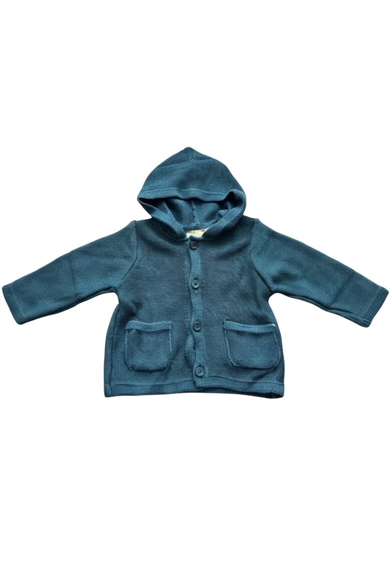 Chicco Pulover pentru copii cu fermoar - verde cu gluga - 74