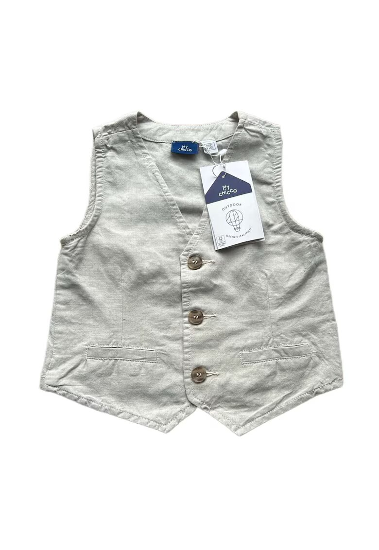 Chicco Vesta baieti melange - bej - in si bumbac - cu buzunare - set