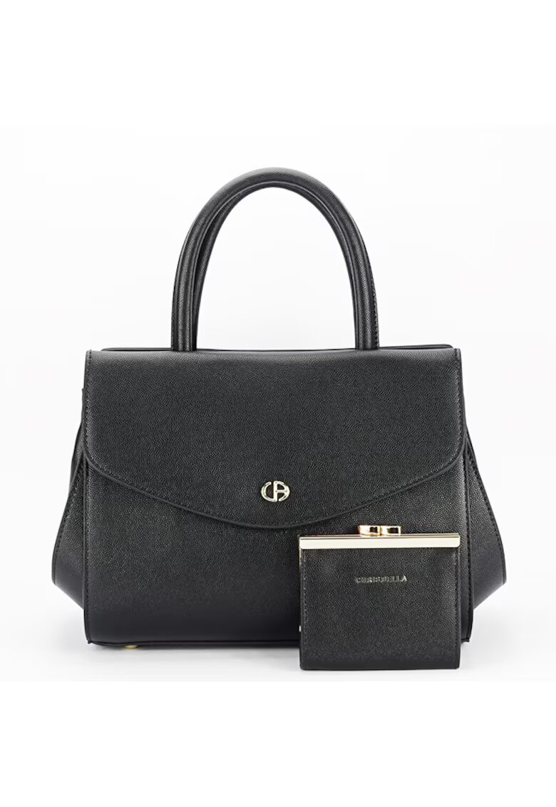 Chrisbella Geanta Premium cu portofel B-CB2427-2 M6 - Negru - 21x26x14