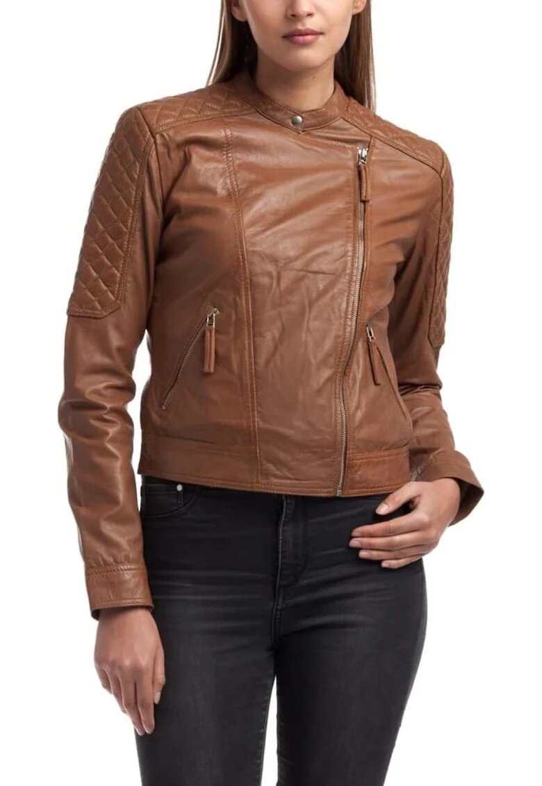 Chyston Jacheta dama piele naturala - maro -