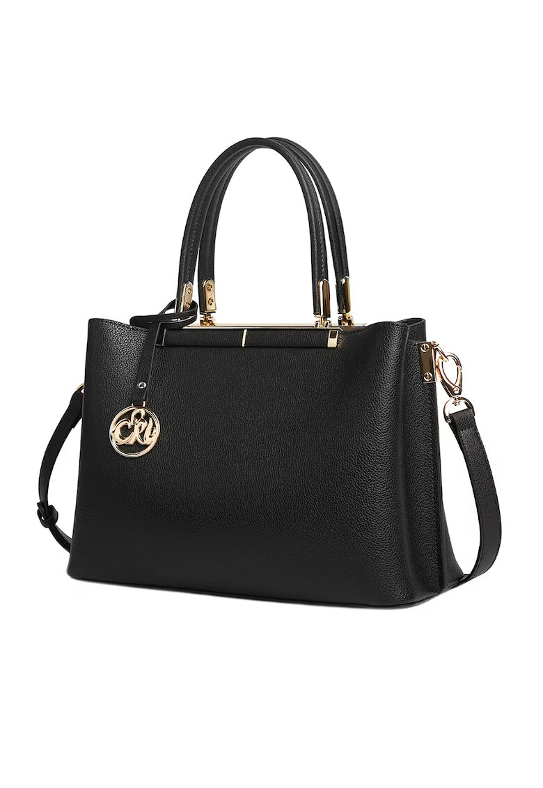Ciel Geanta tote de piele cu bareta detasabila Olive - Negru
