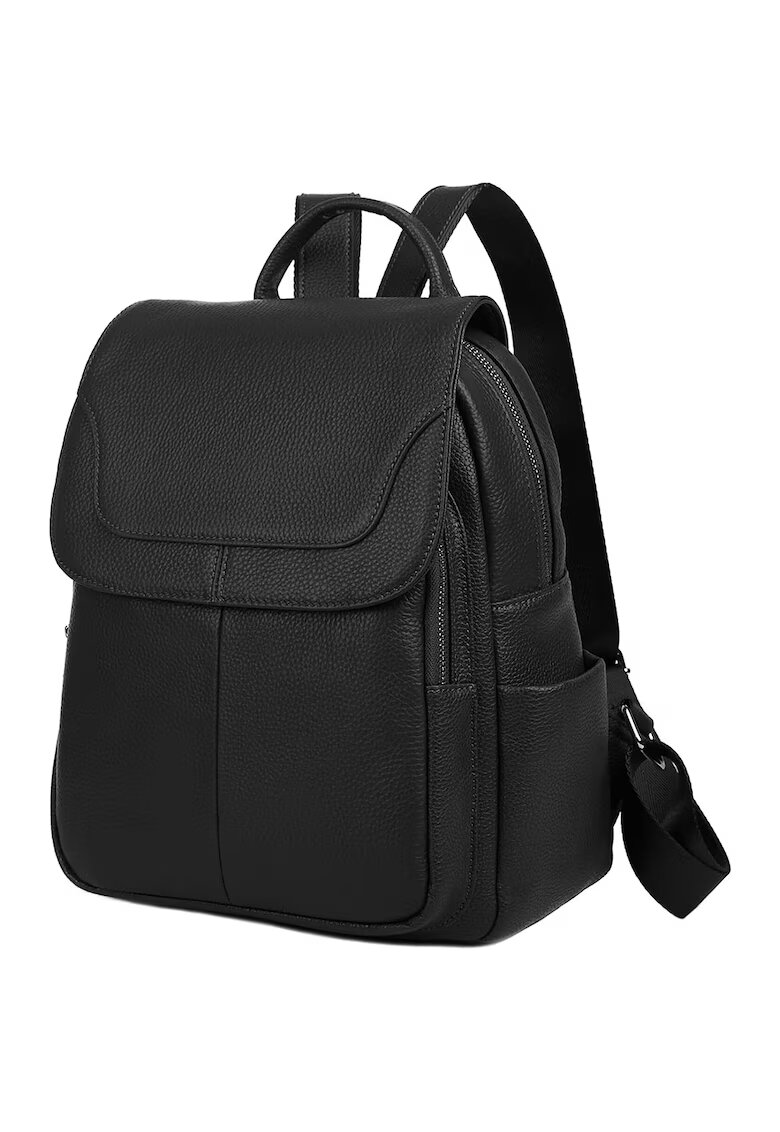 Ciel Rucsac din piele cu buzunare multiple Cael - Negru stins