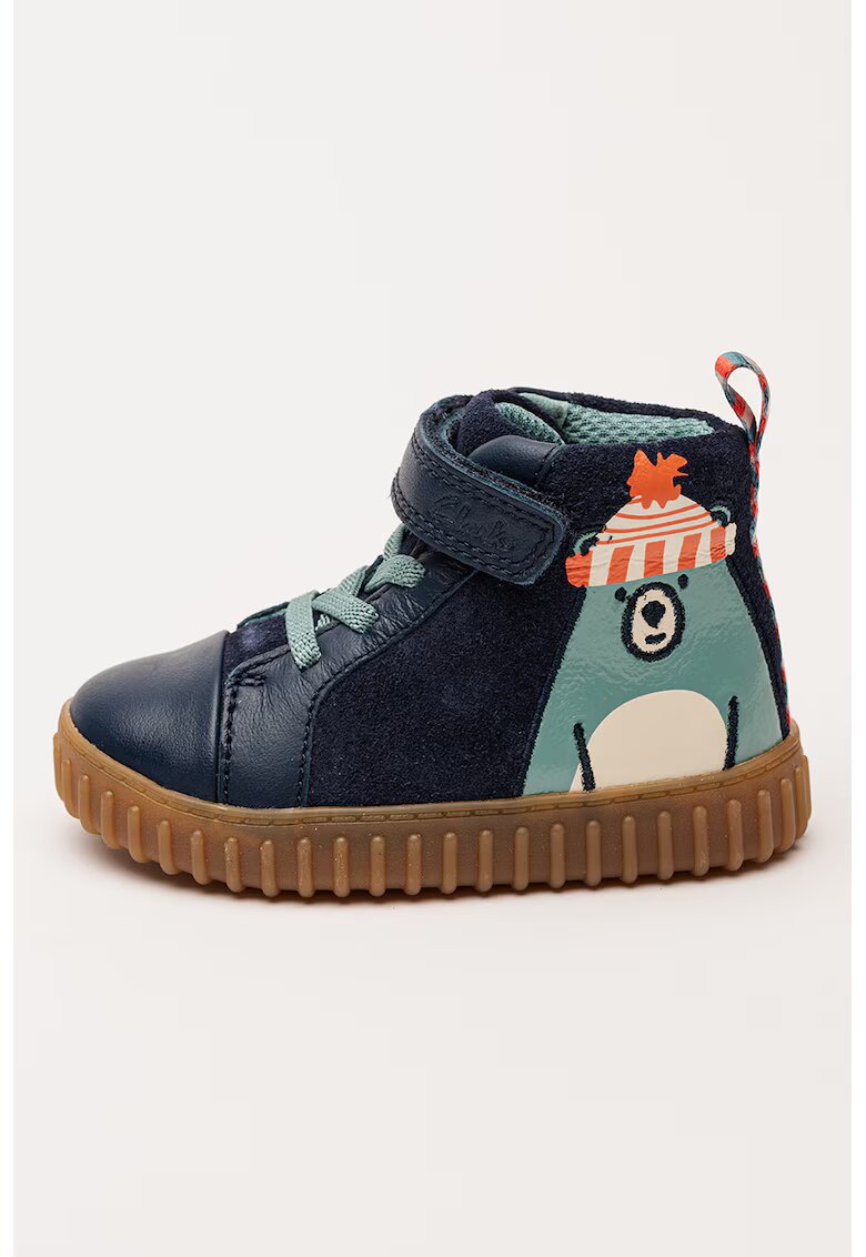 Clarks Botine cu piele intoarsa si sireturi elastice Cove - Bleumarin