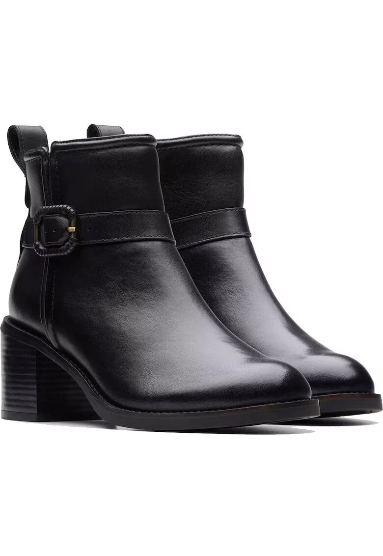 Clarks Botine cu toc dama - casual - piele naturala - negru