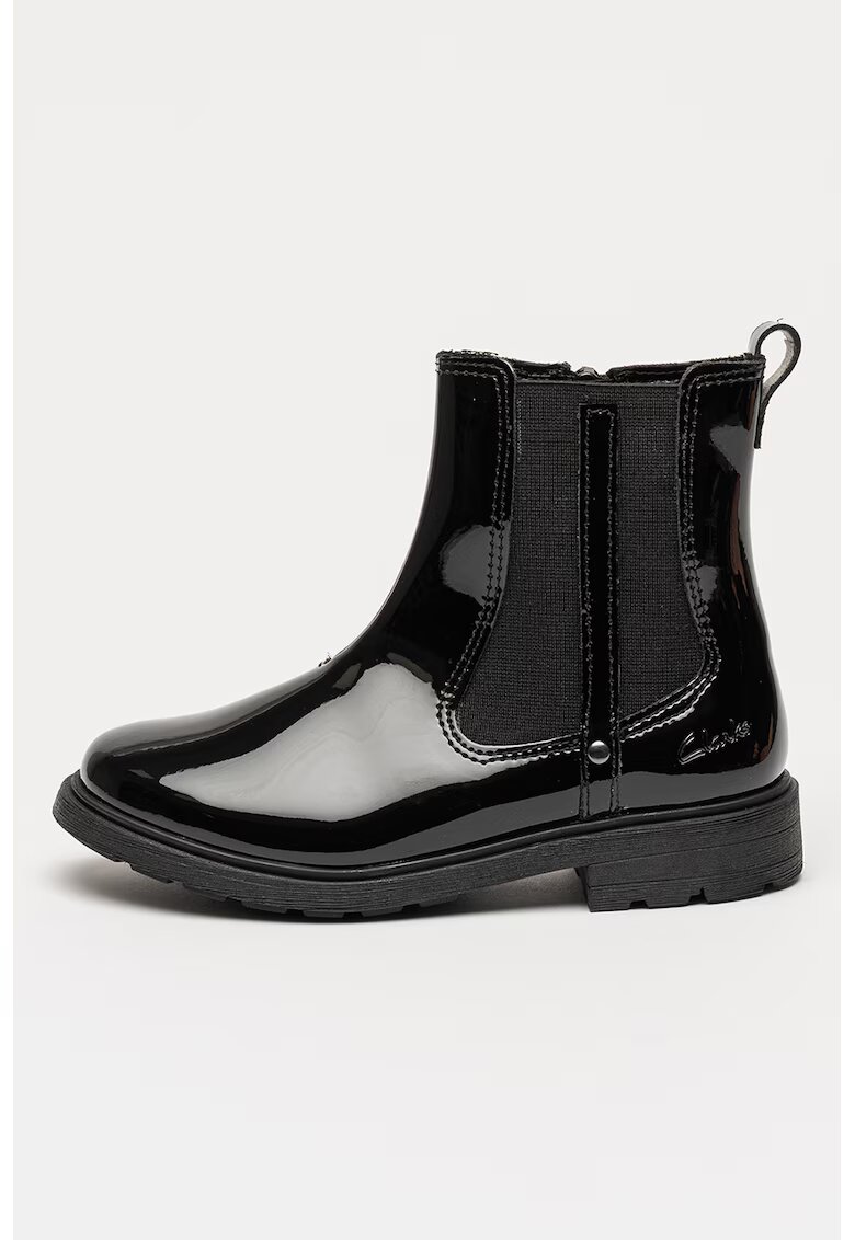 Clarks Ghete Chelsea de piele cu fermoar Astrol - Negru stins