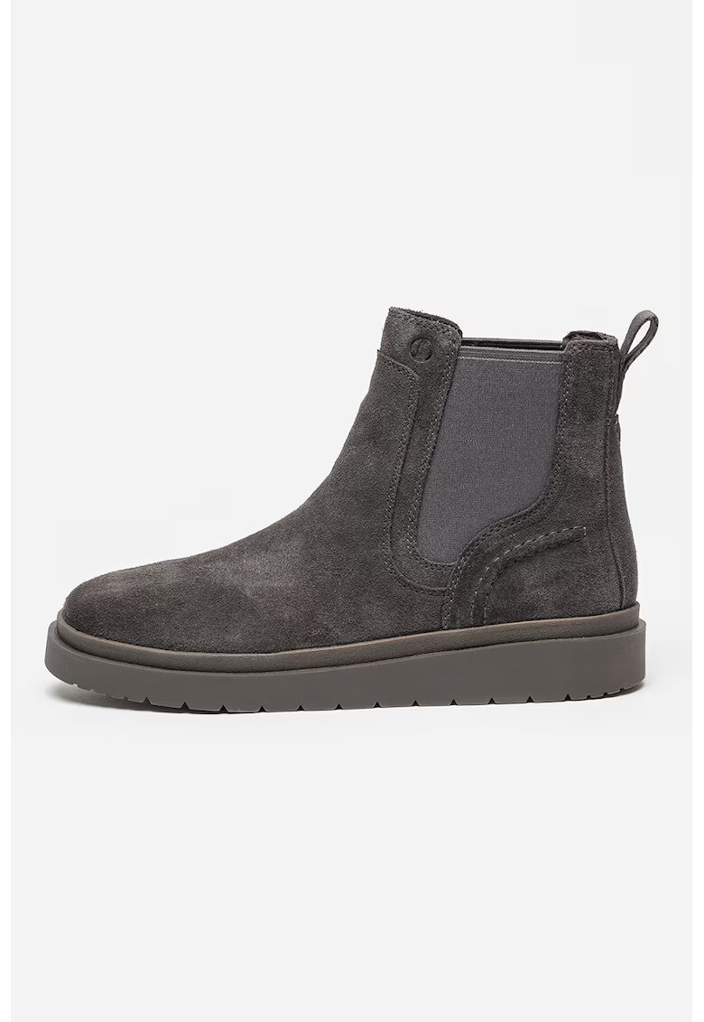 Clarks Ghete Chelsea de piele intoarsa Polden - Gri antracit