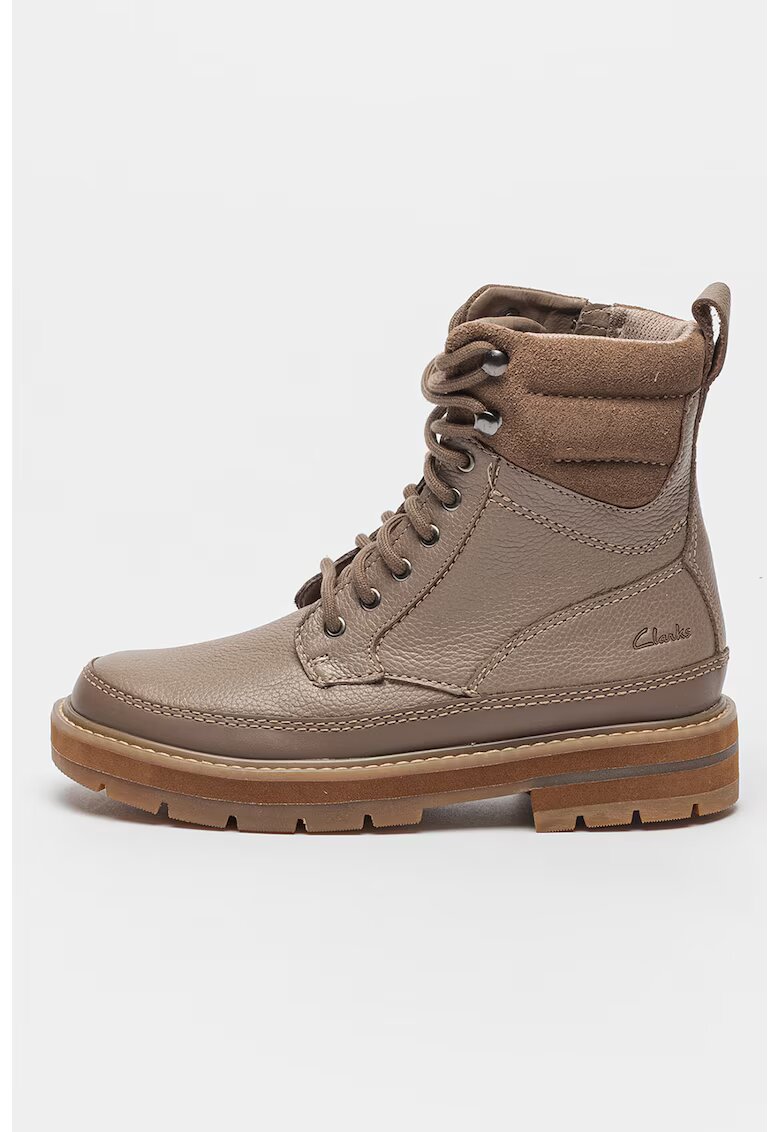 Clarks Ghete de piele cu insertii de piele intoarsa Prague - Maro taupe