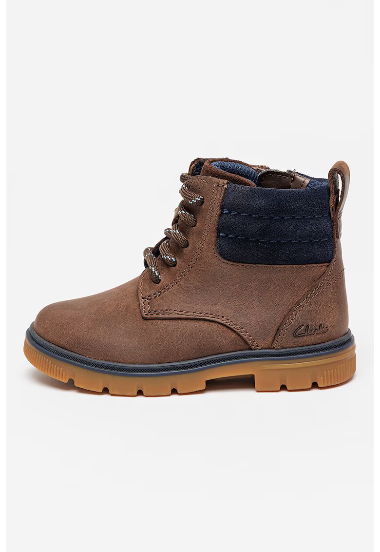 Clarks Ghete de piele si piele intoarsa Lorcam - Albastru inchis/Maro inchis/Caramel